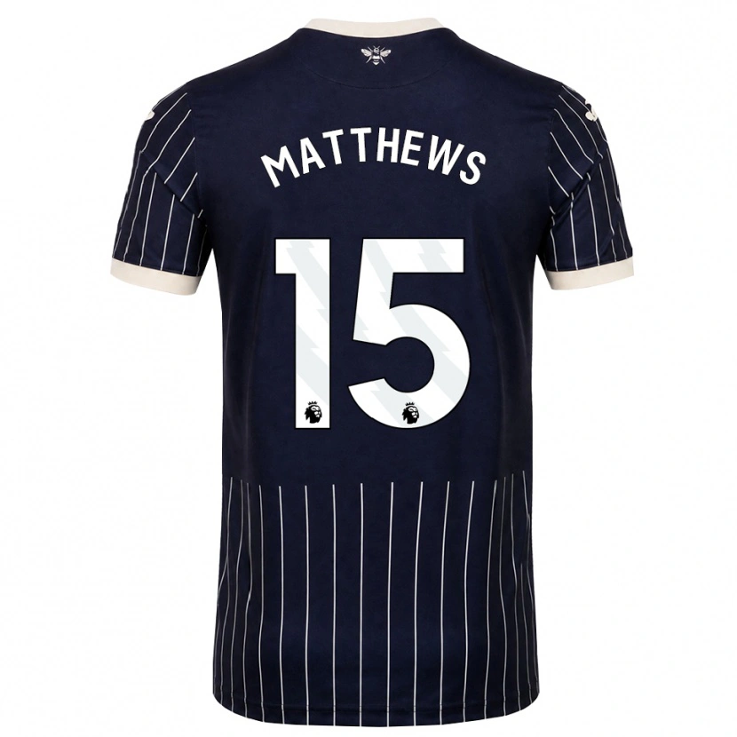 Danxen Børn Kirsty Matthews #15 Sort Hvid Udebane Spillertrøjer 2026/27 Trøje T-Shirt