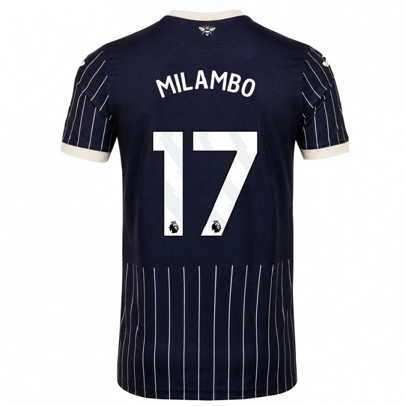 Danxen Børn Antoni Milambo #17 Sort Hvid Udebane Spillertrøjer 2026/27 Trøje T-Shirt