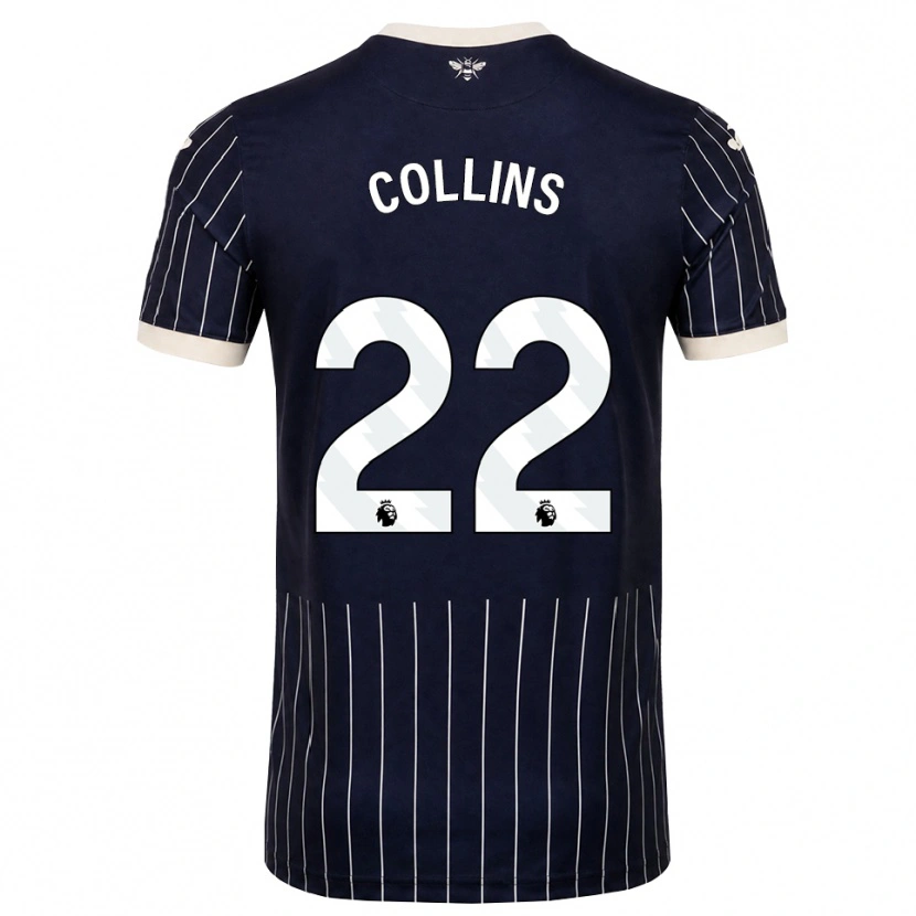 Danxen Børn Nathan Collins #22 Sort Hvid Udebane Spillertrøjer 2026/27 Trøje T-Shirt