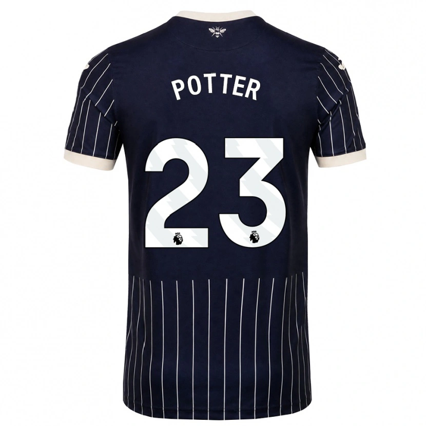 Danxen Børn Lucy Potter #23 Sort Hvid Udebane Spillertrøjer 2026/27 Trøje T-Shirt