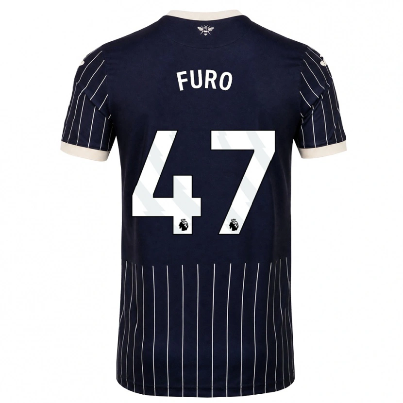 Danxen Børn Kaye Furo #47 Sort Hvid Udebane Spillertrøjer 2026/27 Trøje T-Shirt