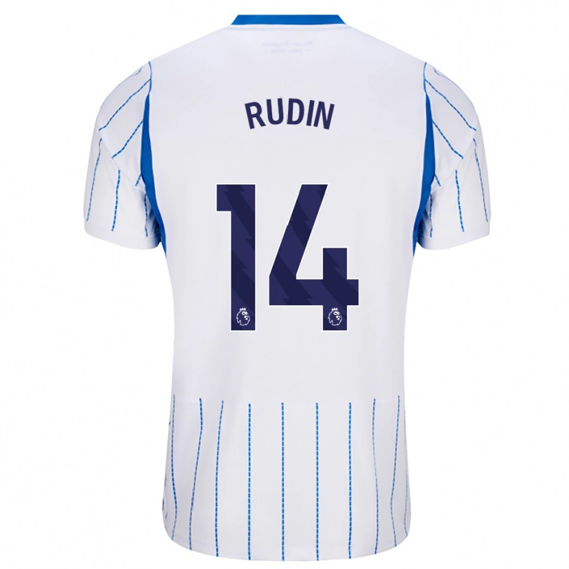 Danxen Børn Daniel Rudin #14 Jægerblå Hvid Udebane Spillertrøjer 2026/27 Trøje T-Shirt