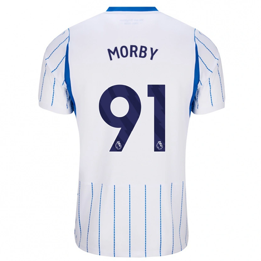 Danxen Børn Jackson Morby #91 Jægerblå Hvid Udebane Spillertrøjer 2026/27 Trøje T-Shirt