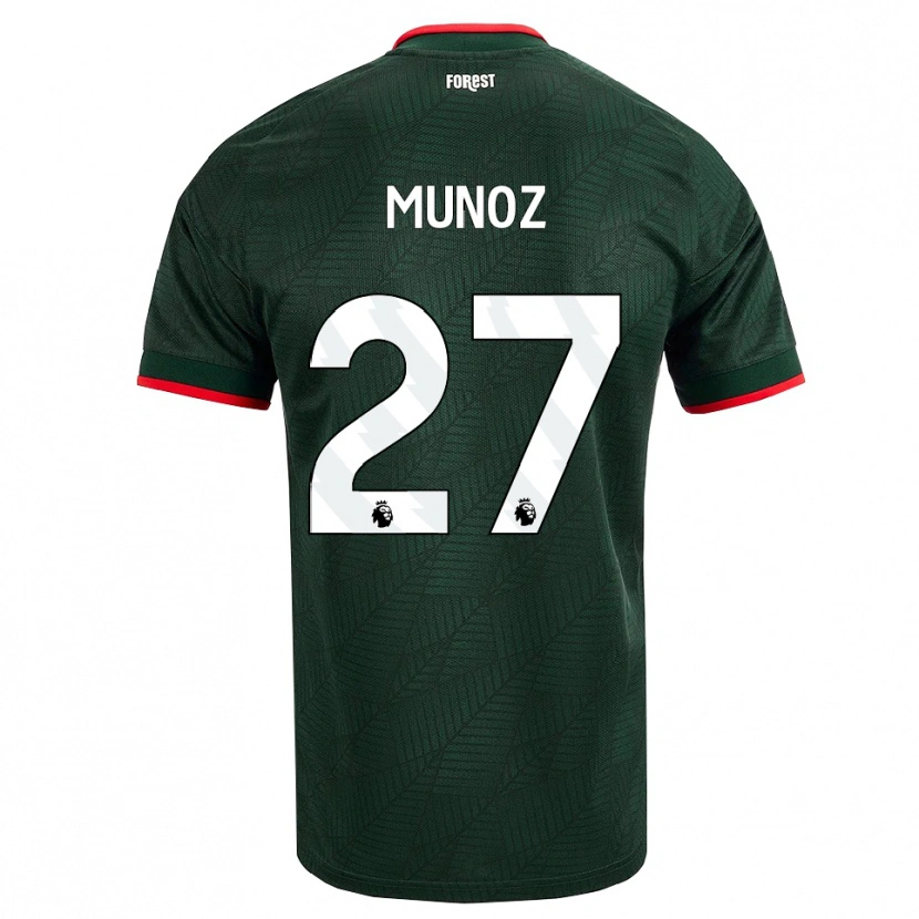 Danxen Børn Daniel Muñoz #27 Mørk Grøn Rød Udebane Spillertrøjer 2026/27 Trøje T-Shirt