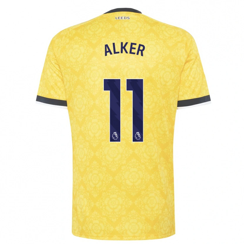 Danxen Børn Samuel Alker #11 Gul Hvid Sort Udebane Spillertrøjer 2026/27 Trøje T-Shirt
