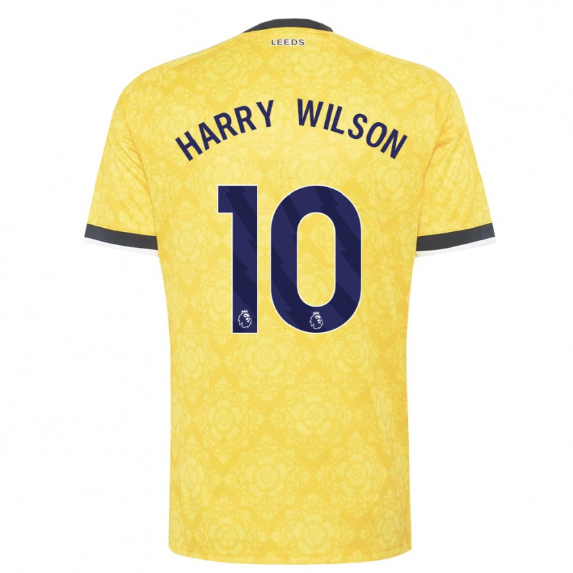 Danxen Børn Harry Wilson #10 Gul Hvid Sort Udebane Spillertrøjer 2026/27 Trøje T-Shirt