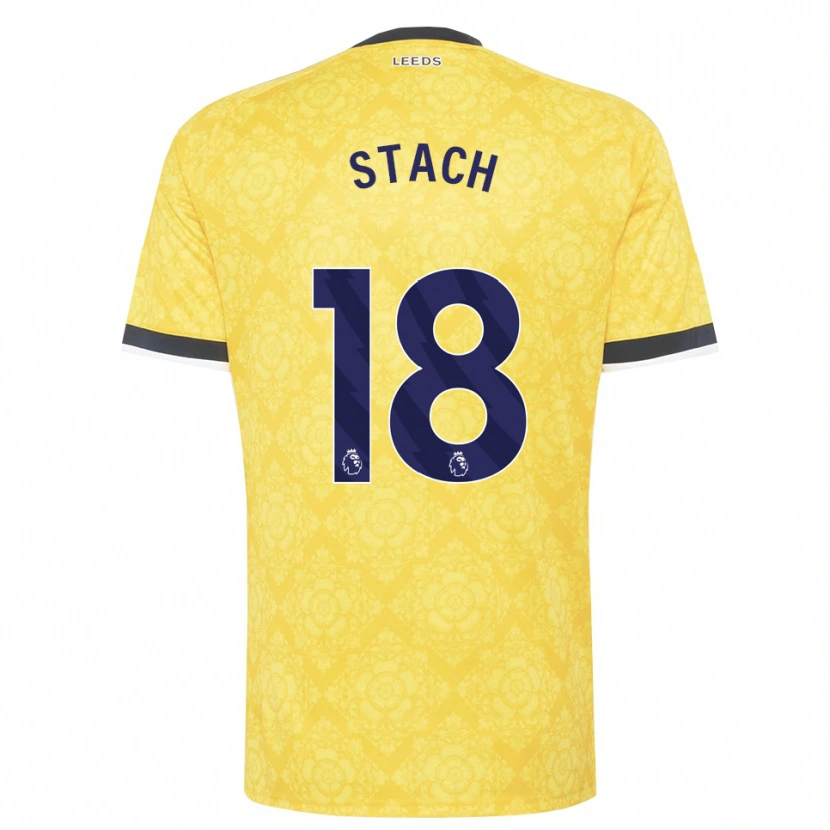 Danxen Børn Anton Stach #18 Gul Hvid Sort Udebane Spillertrøjer 2026/27 Trøje T-Shirt