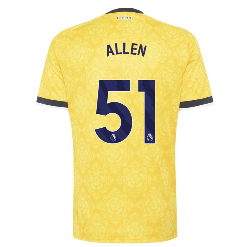 Danxen Børn Charlie Allen #51 Gul Hvid Sort Udebane Spillertrøjer 2026/27 Trøje T-Shirt