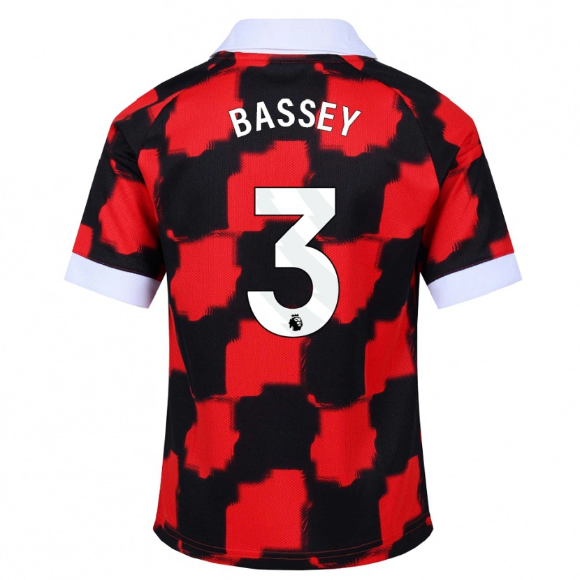 Danxen Børn Calvin Bassey #3 Rød Hvid Sort Udebane Spillertrøjer 2026/27 Trøje T-Shirt