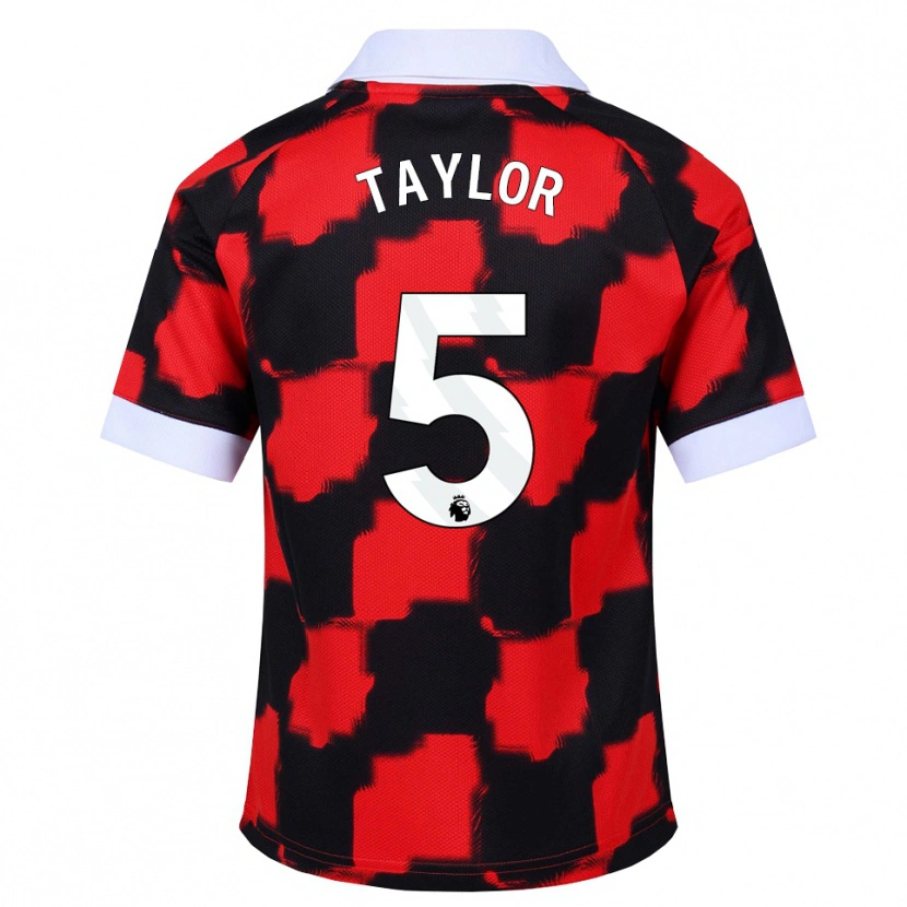 Danxen Børn Archie Taylor #5 Rød Hvid Sort Udebane Spillertrøjer 2026/27 Trøje T-Shirt