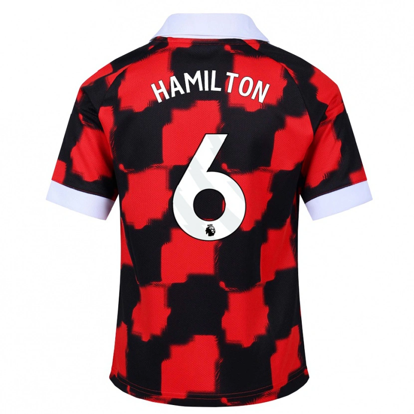 Danxen Børn Leo Hamilton #6 Rød Hvid Sort Udebane Spillertrøjer 2026/27 Trøje T-Shirt