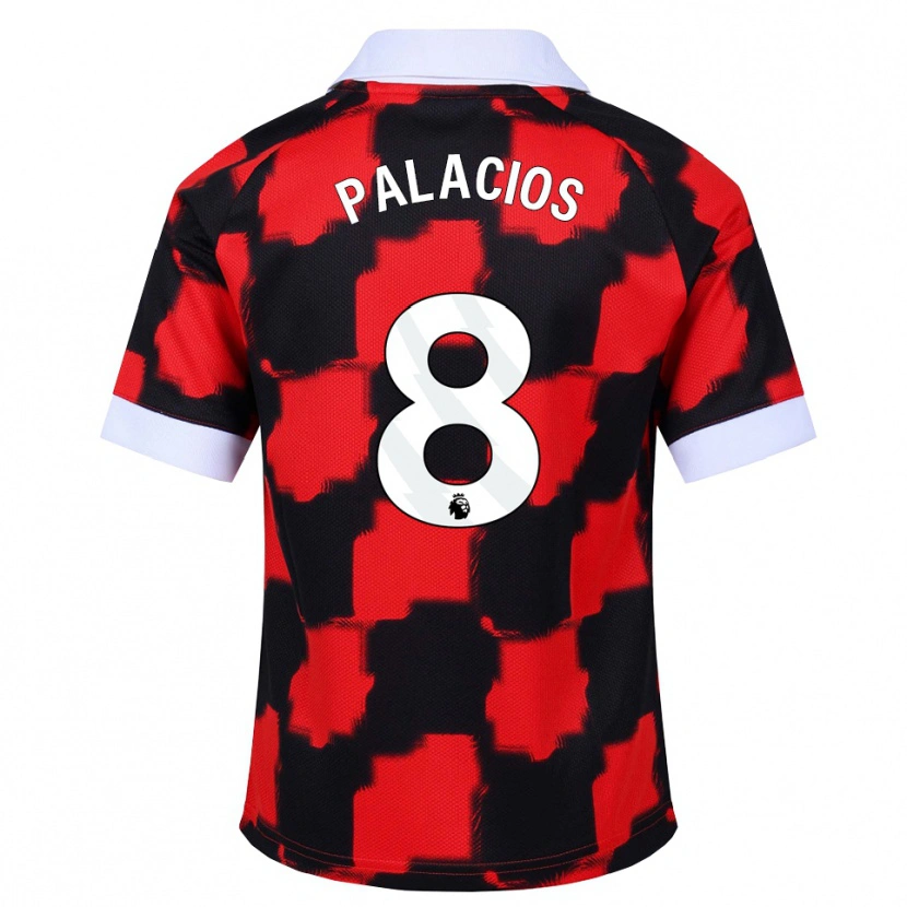 Danxen Børn César Palacios #8 Rød Hvid Sort Udebane Spillertrøjer 2026/27 Trøje T-Shirt