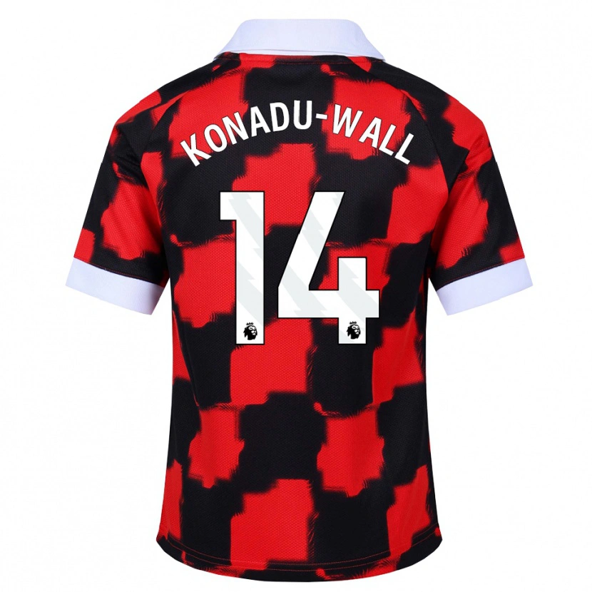 Danxen Børn Lewis Konadu-Wall #14 Rød Hvid Sort Udebane Spillertrøjer 2026/27 Trøje T-Shirt
