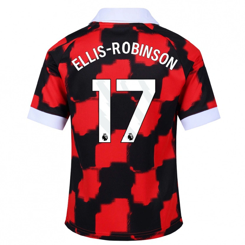 Danxen Børn Eddie Ellis-Robinson #17 Rød Hvid Sort Udebane Spillertrøjer 2026/27 Trøje T-Shirt