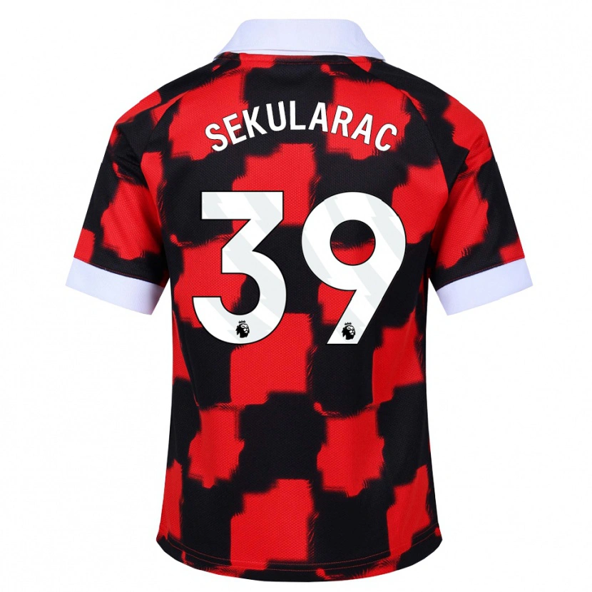 Danxen Børn Kristian Sekularac #39 Rød Hvid Sort Udebane Spillertrøjer 2026/27 Trøje T-Shirt