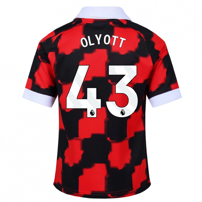 Danxen Børn Tom Olyott #43 Rød Hvid Sort Udebane Spillertrøjer 2026/27 Trøje T-Shirt