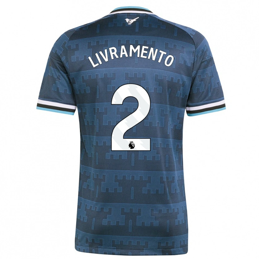 Danxen Børn Tino Livramento #2 Gul Sort Blå Udebane Spillertrøjer 2026/27 Trøje T-Shirt