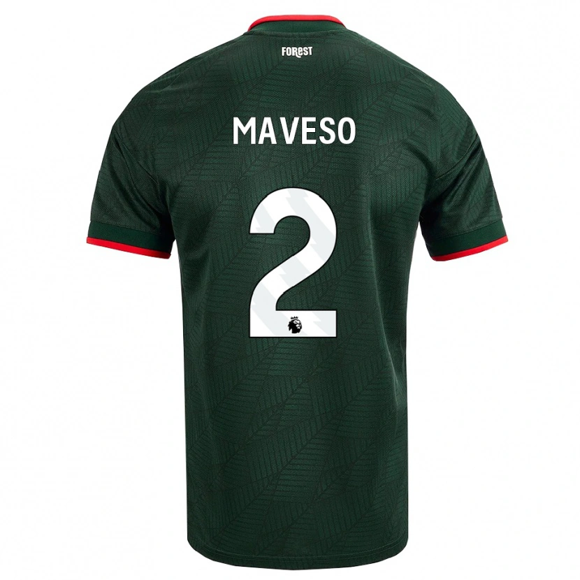 Danxen Børn Jaydon Maveso #2 Mørk Grøn Rød Udebane Spillertrøjer 2026/27 Trøje T-Shirt