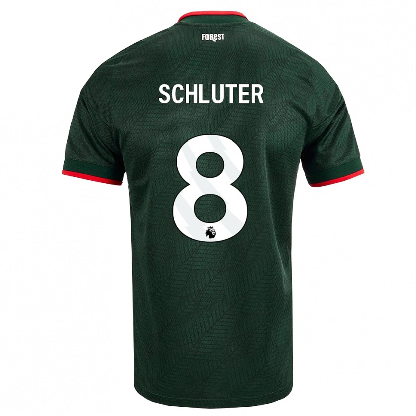 Danxen Børn Gabriel Schluter #8 Mørk Grøn Rød Udebane Spillertrøjer 2026/27 Trøje T-Shirt