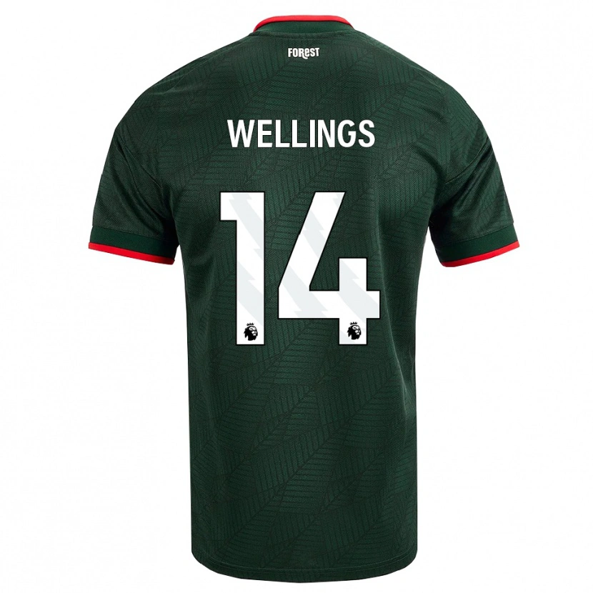 Danxen Børn Charlie Wellings #14 Mørk Grøn Rød Udebane Spillertrøjer 2026/27 Trøje T-Shirt