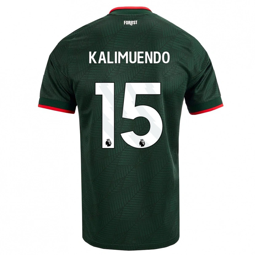 Danxen Børn Arnaud Kalimuendo #15 Mørk Grøn Rød Udebane Spillertrøjer 2026/27 Trøje T-Shirt