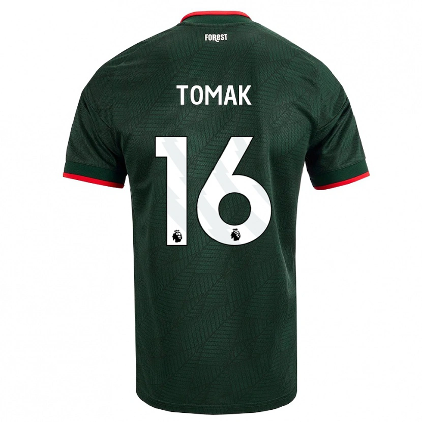 Danxen Børn Jaxon Tomak #16 Mørk Grøn Rød Udebane Spillertrøjer 2026/27 Trøje T-Shirt