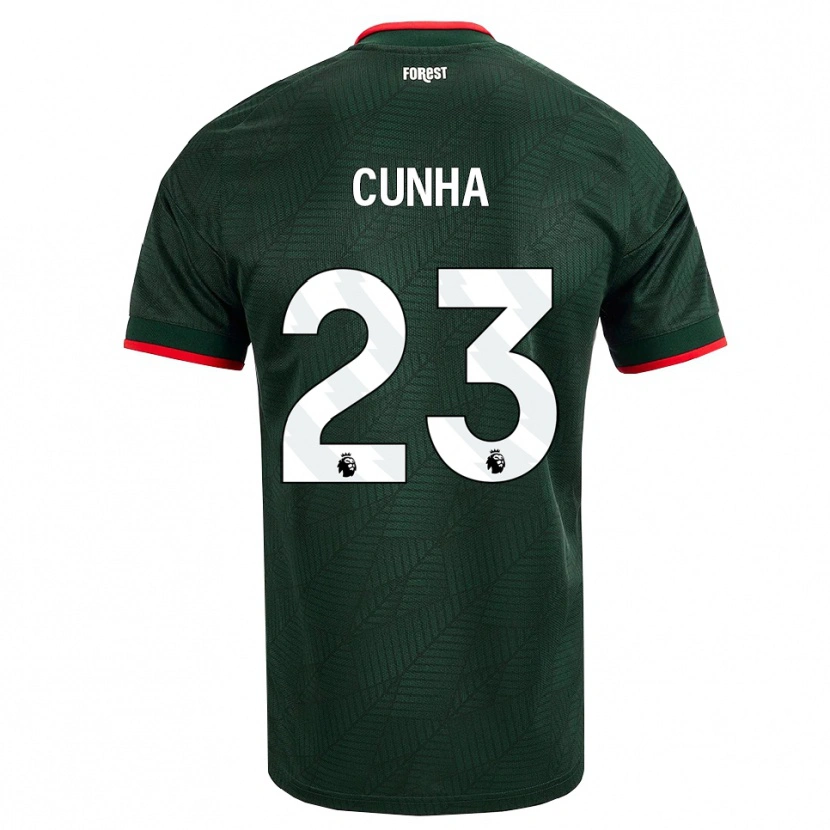Danxen Børn Jair Cunha #23 Mørk Grøn Rød Udebane Spillertrøjer 2026/27 Trøje T-Shirt