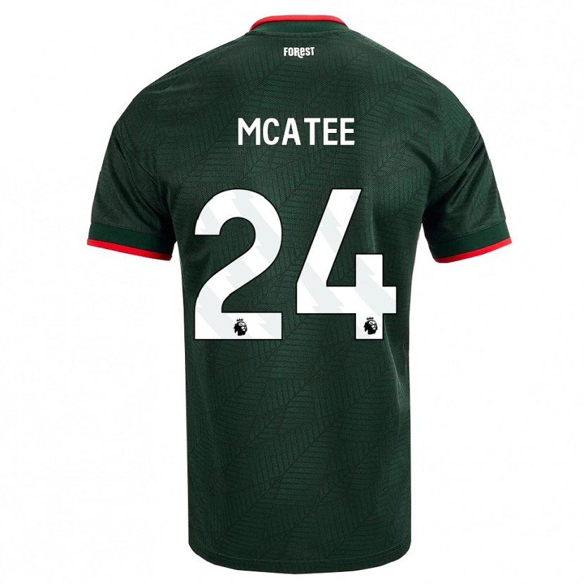 Danxen Børn James Mcatee #24 Mørk Grøn Rød Udebane Spillertrøjer 2026/27 Trøje T-Shirt