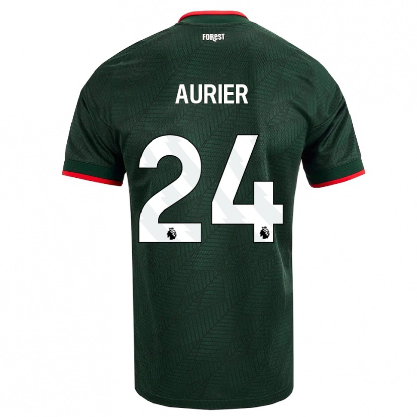 Danxen Børn Serge Aurier #24 Mørk Grøn Rød Udebane Spillertrøjer 2026/27 Trøje T-Shirt