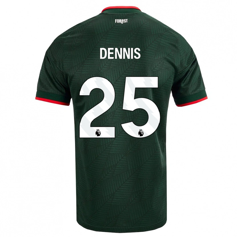 Danxen Børn Emmanuel Dennis #25 Mørk Grøn Rød Udebane Spillertrøjer 2026/27 Trøje T-Shirt