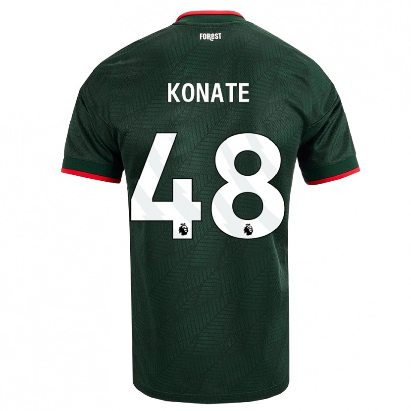 Danxen Børn Ateef Konaté #48 Mørk Grøn Rød Udebane Spillertrøjer 2026/27 Trøje T-Shirt
