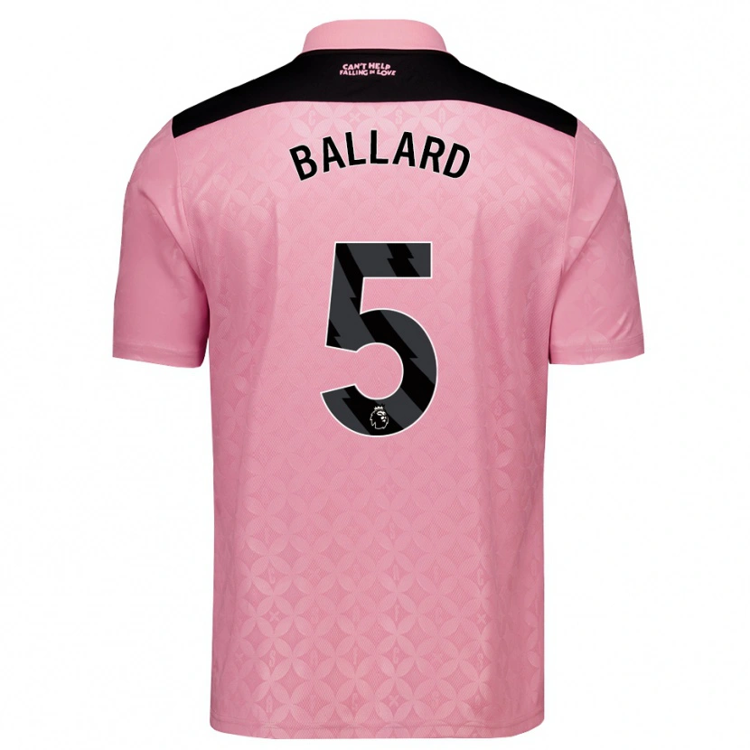 Danxen Børn Dan Ballard #5 Lysrosa Sort Udebane Spillertrøjer 2026/27 Trøje T-Shirt