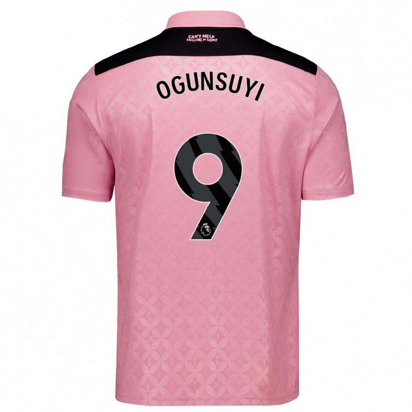 Danxen Børn Trey Samuel-Ogunsuyi #9 Lysrosa Sort Udebane Spillertrøjer 2026/27 Trøje T-Shirt