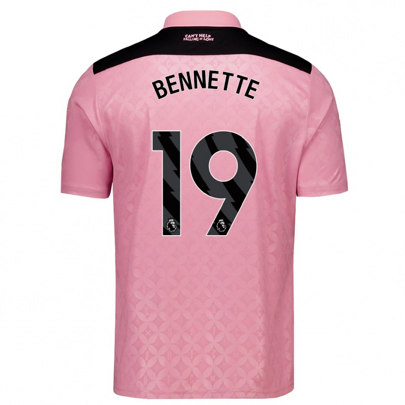 Danxen Børn Jewison Bennette #19 Lysrosa Sort Udebane Spillertrøjer 2026/27 Trøje T-Shirt