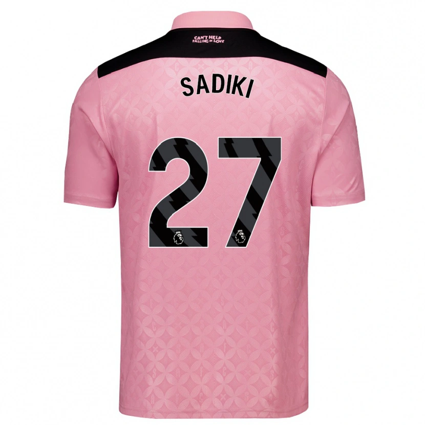 Danxen Børn Noah Sadiki #27 Lysrosa Sort Udebane Spillertrøjer 2026/27 Trøje T-Shirt