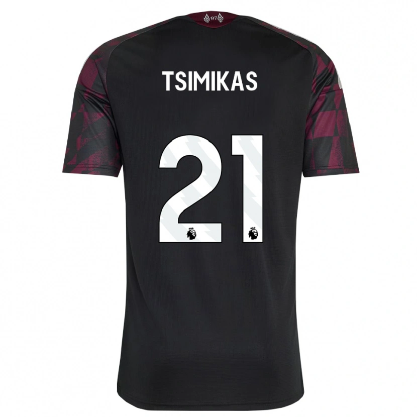 Danxen Børn Konstantinos Tsimikas #21 Sort Hvid Lilla Tredje Sæt Spillertrøjer 2026/27 Trøje T-Shirt