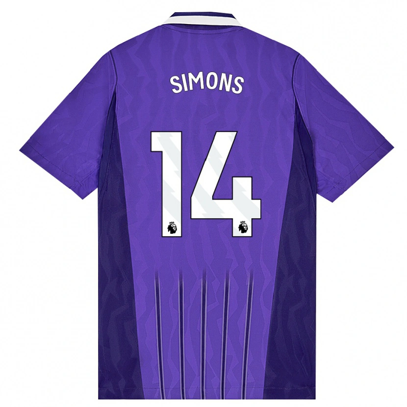 Danxen Børn Zach Simons #14 Lilla Hvid Tredje Sæt Spillertrøjer 2026/27 Trøje T-Shirt