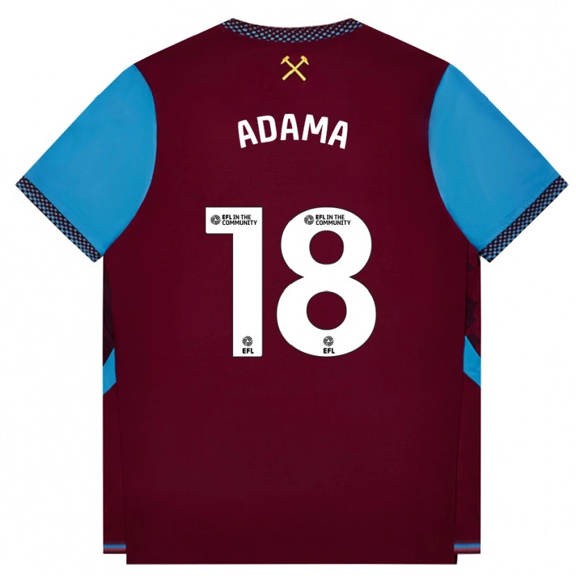 Danxen Børn Adama Boiro #18 Vinrød Kornblomstblå Hjemmebane Spillertrøjer 2026/27 Trøje T-Shirt