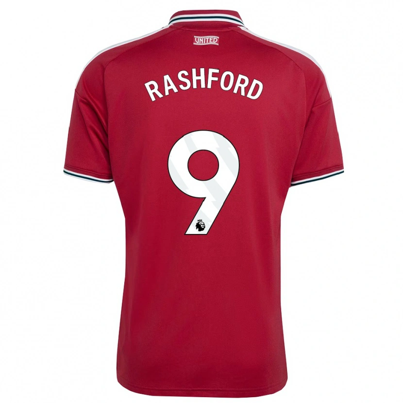 Danxen Mænd Marcus Rashford #9 Rød Gul Hvid Hjemmebane Spillertrøjer 2026/27 Trøje T-Shirt