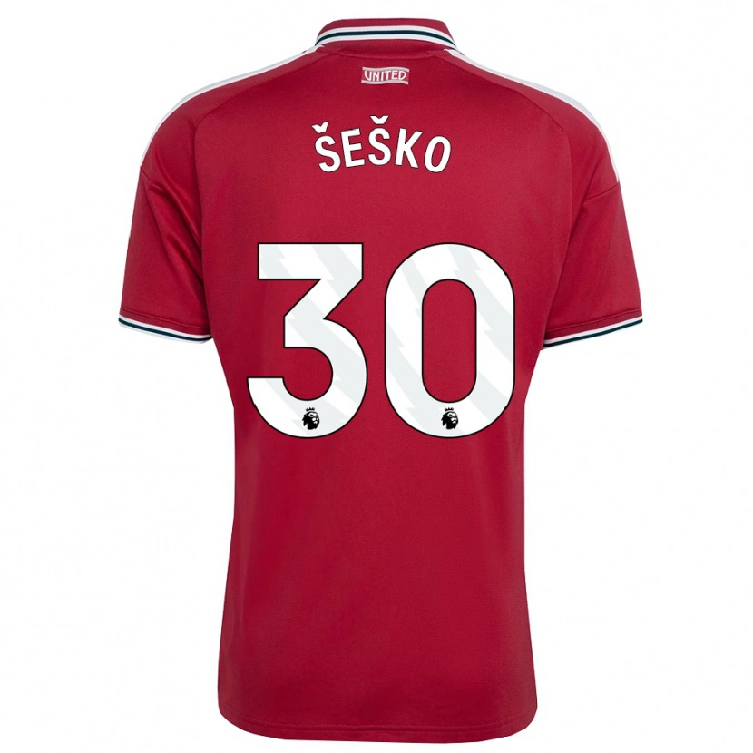 Danxen Mænd Benjamin Sesko #30 Rød Gul Hvid Hjemmebane Spillertrøjer 2026/27 Trøje T-Shirt