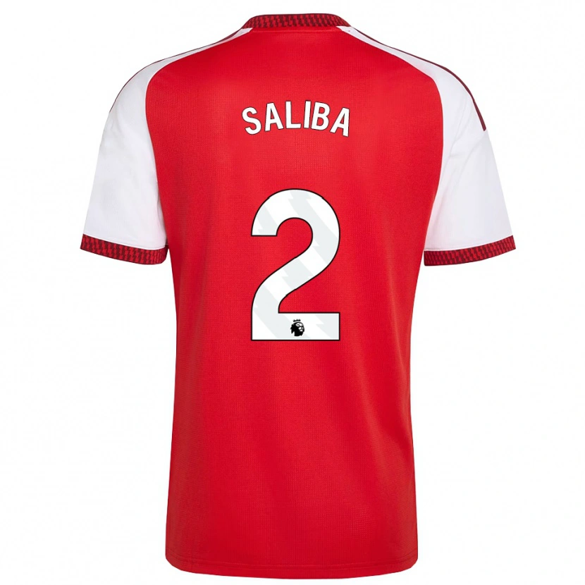 Danxen Mænd William Saliba #2 Rød Hvid Sort Hjemmebane Spillertrøjer 2026/27 Trøje T-Shirt