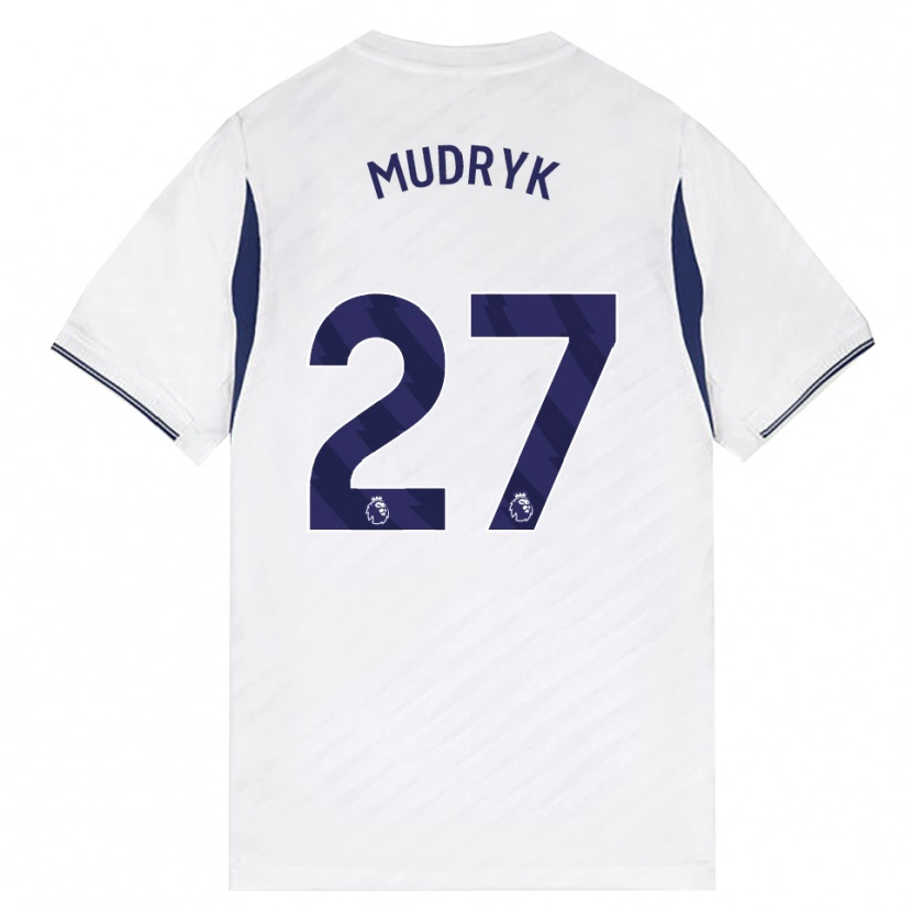 Danxen Mænd Mykhaylo Mudryk #27 Hvid Rød Lilla Hjemmebane Spillertrøjer 2026/27 Trøje T-Shirt