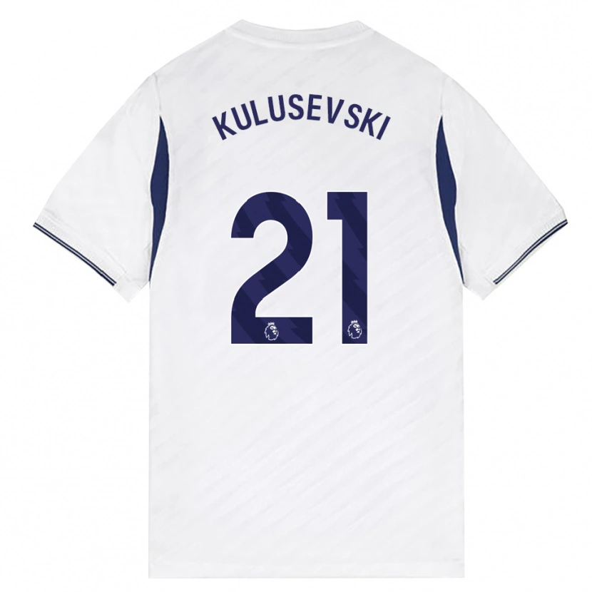 Danxen Mænd Dejan Kulusevski #21 Hvid Rød Lilla Hjemmebane Spillertrøjer 2026/27 Trøje T-Shirt