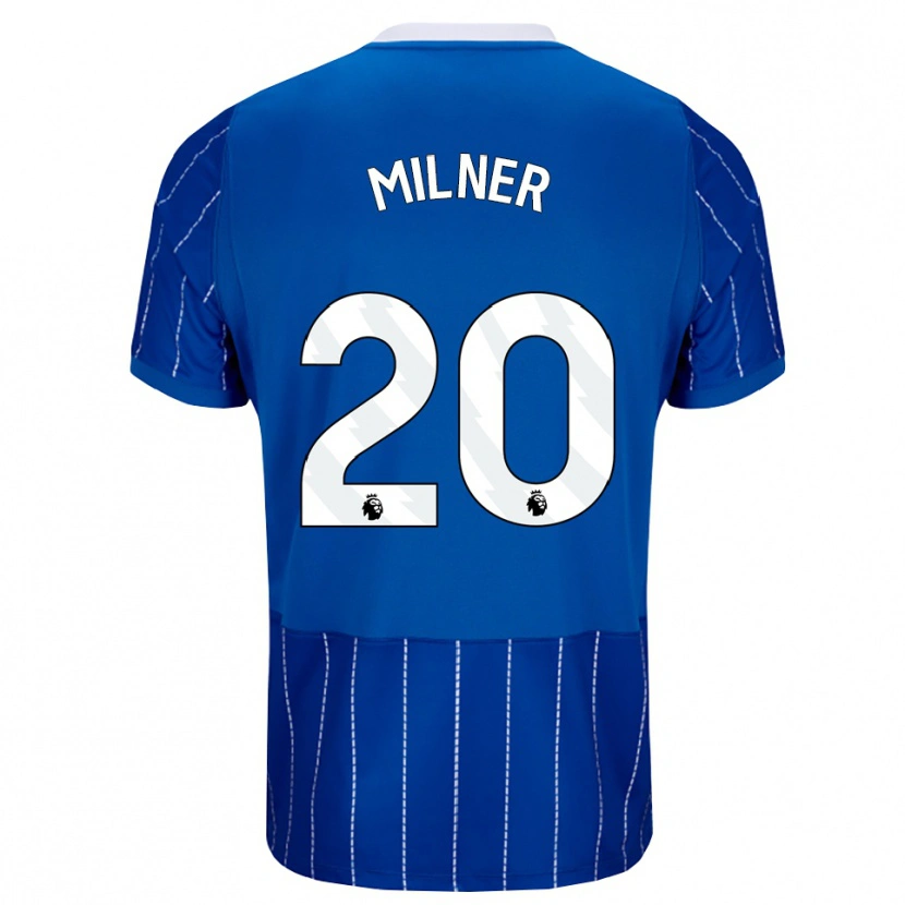 Danxen Mænd James Milner #20 Mellemblå Hvid Hjemmebane Spillertrøjer 2026/27 Trøje T-Shirt