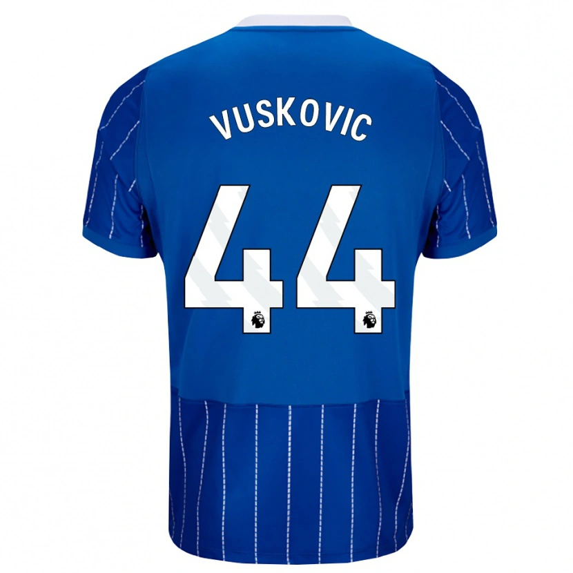 Danxen Mænd Luka Vuskovic #44 Mellemblå Hvid Hjemmebane Spillertrøjer 2026/27 Trøje T-Shirt