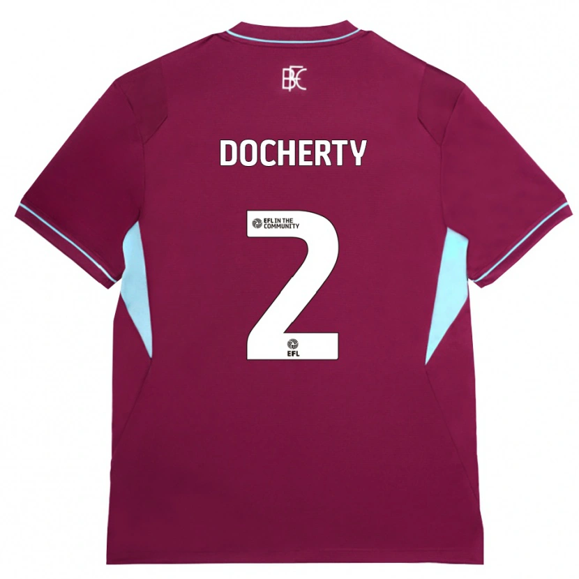 Danxen Mænd Charley Docherty #2 Vinrød Grøn Hjemmebane Spillertrøjer 2026/27 Trøje T-Shirt