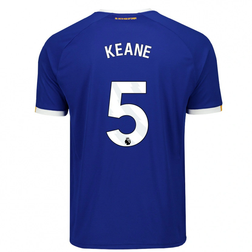 Danxen Mænd Michael Keane #5 Blå Hvid Gul Hjemmebane Spillertrøjer 2026/27 Trøje T-Shirt