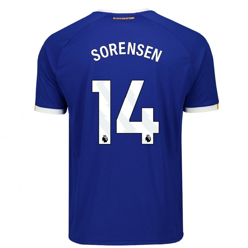 Danxen Mænd Nicoline Sorensen #14 Blå Hvid Gul Hjemmebane Spillertrøjer 2026/27 Trøje T-Shirt