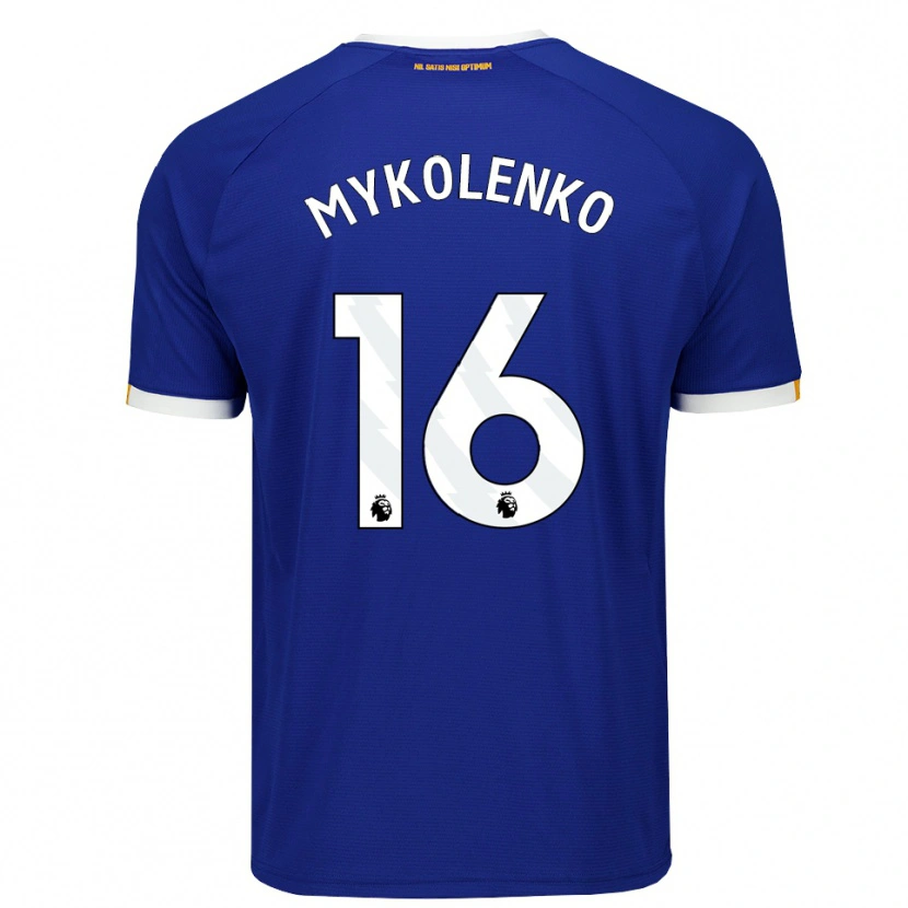 Danxen Mænd Vitaliy Mykolenko #16 Blå Hvid Gul Hjemmebane Spillertrøjer 2026/27 Trøje T-Shirt