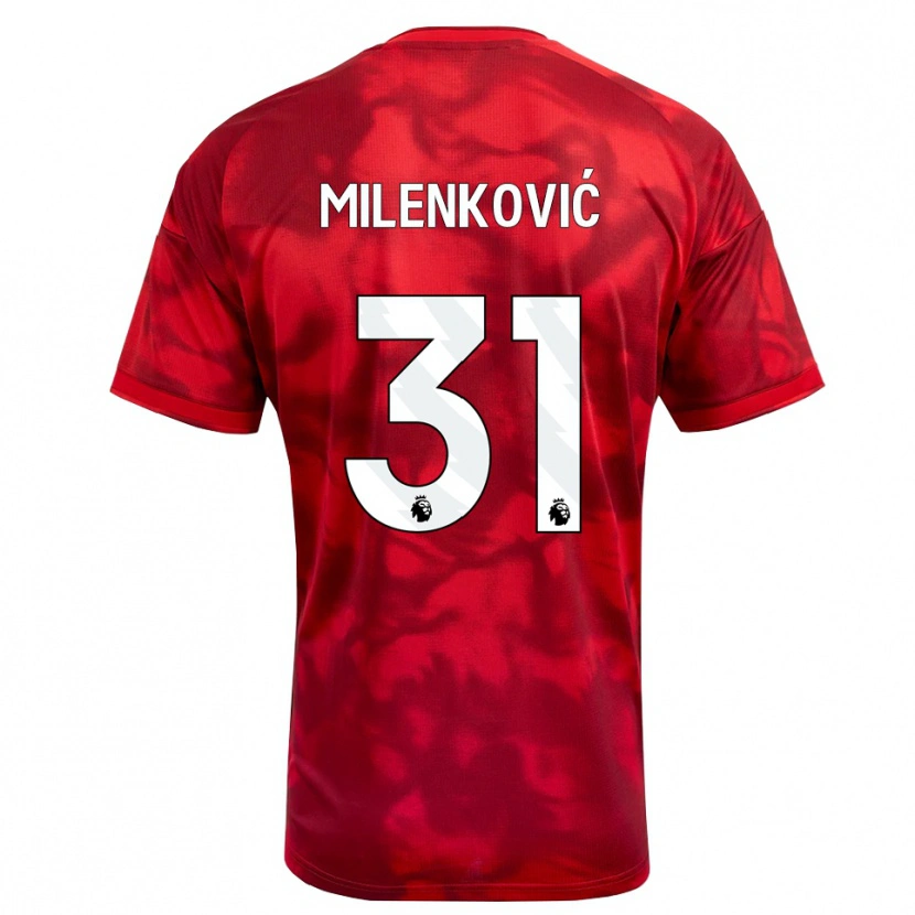 Danxen Mænd Nikola Milenković #31 Karmin Hvid Hjemmebane Spillertrøjer 2026/27 Trøje T-Shirt